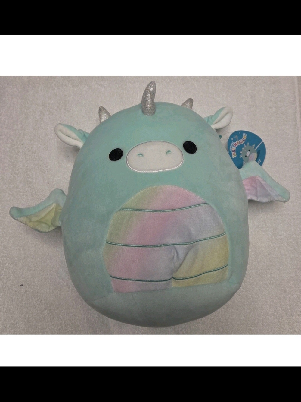 Squishmallows Joey the Dragon 10" NWT Rainbow Tummy Easter Mint Green Teal